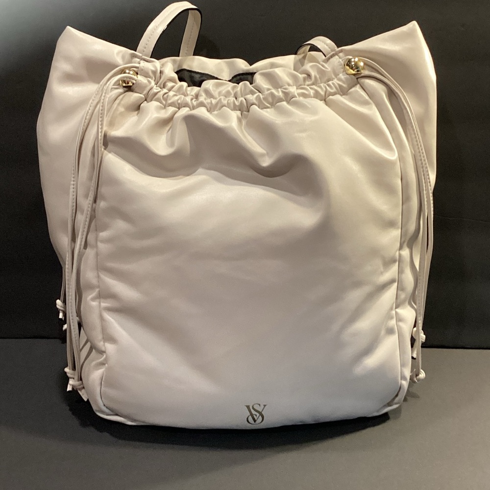 Victoria's Secret Cream Drawstring Backpack Tote